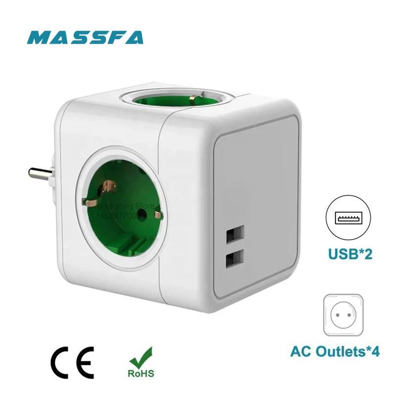 Massfa EU ÷ 4 AC ܼƮ Ƽ , Ŀť ͽټ  Ƽ, USB Ʈũ  , Ʈ ÷